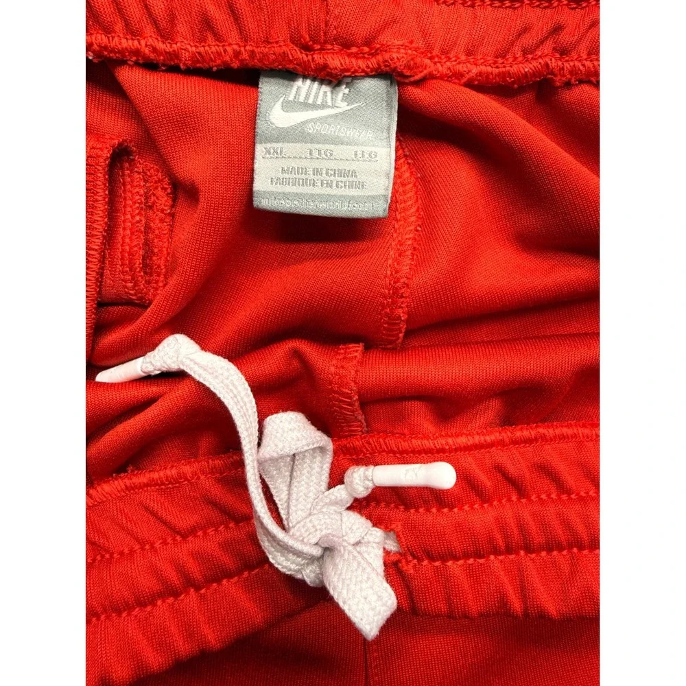 Nike Sportswear Mens XXL Red Track Pants White Side Stripe Zipper Pocket